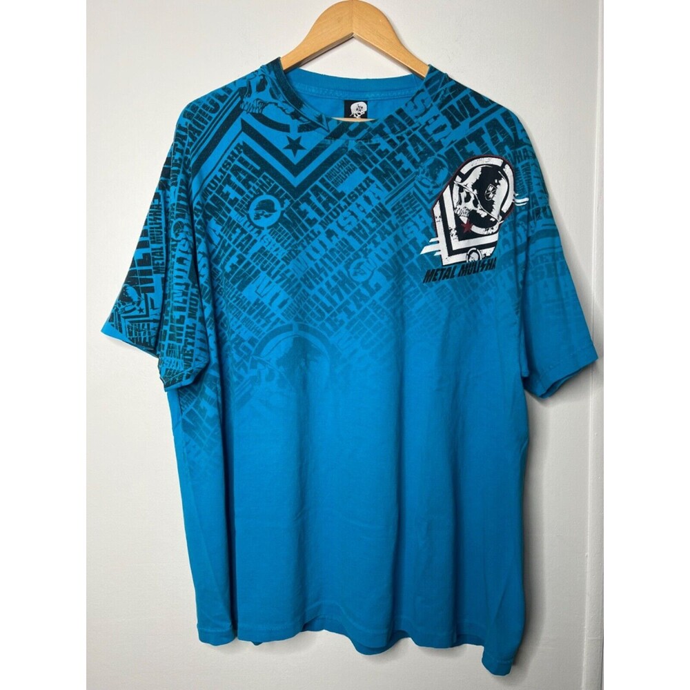 Vintage Metal Mulisha T-Shirt Men's Blue Skull Helmet Motorcross Dirtbike Racing